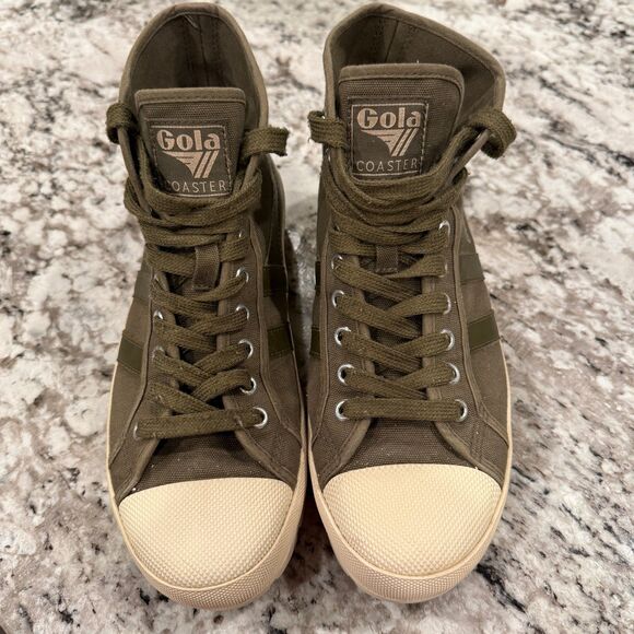 Gola Coaster Peak Platform High-Top Sneaker Canvas Olive Green Women's Size 8 - Picture 3 of 9
